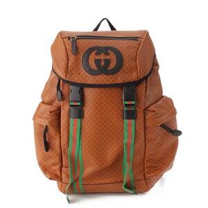 Gucci Sherry Line Dapper Dan Leather Interlocking GG Backpack Daypack Brown